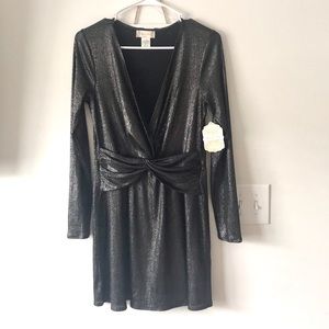 Altard state black lurex shiny NYE party dress